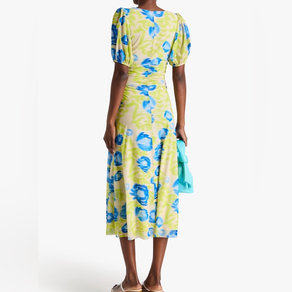 Ganni Waist Cinched Mesh Midi Dress - Picture 2 of 5